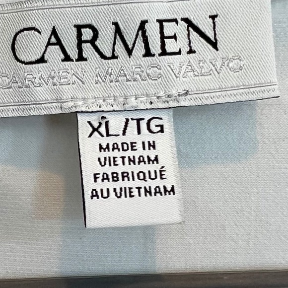 Carmen Marc Valvo White Cap Sleeve Ruched Tank Top Womens XL - Picture 3 of 5